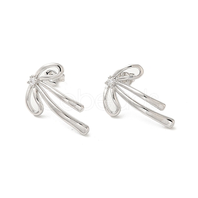 Brass with Cubic Zirconia Stud Earrings for Women EJEW-M251-03P-1