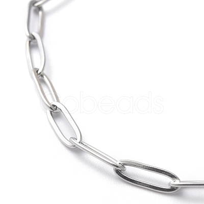 Tarnish Resistant 304 Stainless Steel Paperclip Chain Bracelets BJEW-O186-02P-1