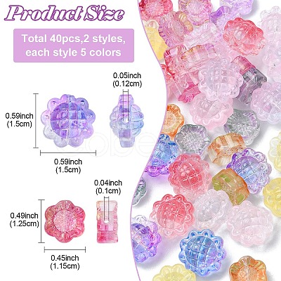 40Pcs 10 Styles Transparent Spray Painted Glass Beads GLAA-YW0003-84-1