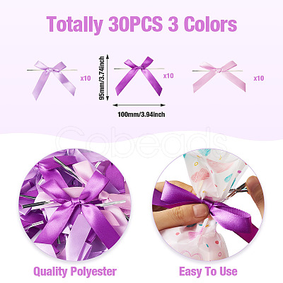 30Pcs 3 Colors Polyester Satin Bowknot for Ornament Accessories DIY-TA0010-77A-1