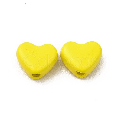 Heart Spray Painted Alloy Beads FIND-G053-01F-1