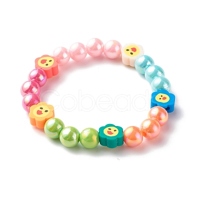 Opaque Acrylic Beads Stretch Bracelet Sets for Kids BJEW-JB06403-1