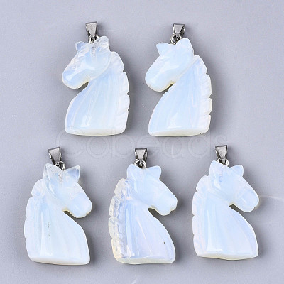Carved Opalite Pendants G-N0327-002N-1