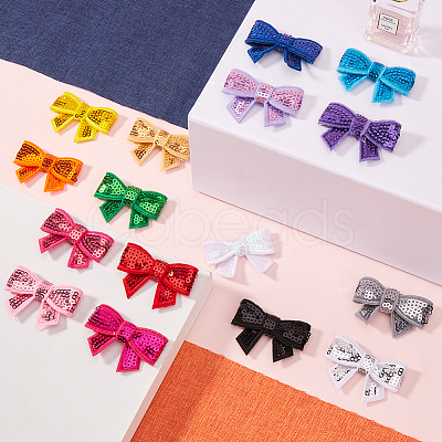 32Pcs 16 Colors Sequin Leather Bowknots DIY-GF0009-91-1