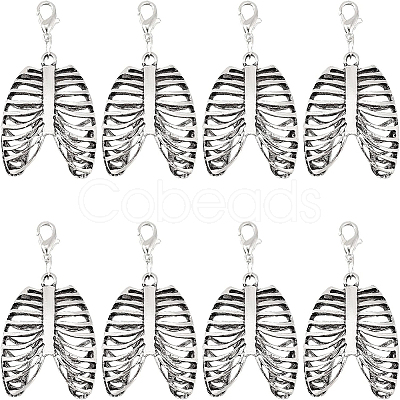 Alloy Rib Skeleton Pendants Decoration HJEW-PH01451-1