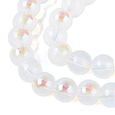 Electroplate Imitation Jade Glass Beads Strands EGLA-Q132-6MM-01B-02-1