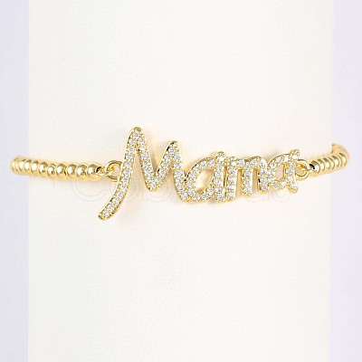 Mother's Day Brass Micro Pave Clear Cubic Zirconia Link Bracelets WG036C8-03-1