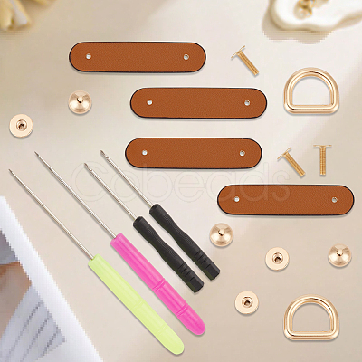 2Pcs PU Leather Suspension Clasps with Alloy D Rings AJEW-CL0004-98B-1