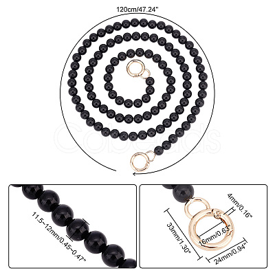 Black Plastic Imitation Pearl Round Beaded Bag Handles FIND-WH0127-22F-1