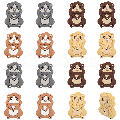 CHGCRAFT 16Pcs 4 Colors Squirrel Food Grade Eco-Friendly Silicone Beads SIL-CA0003-02-1