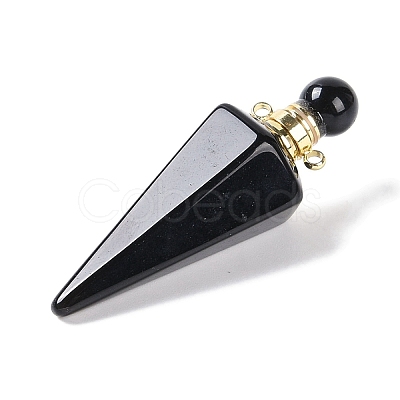 Natural & Synthetic Mixed Gemstone Faceted Cone Openable Perfume Bottle Big Pendants G-L524-18G-1