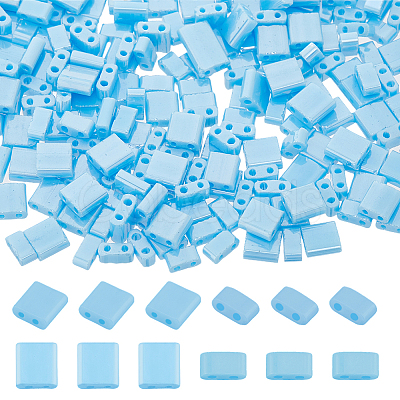 300Pcs 2 Styles 2-Hole Opaque Colours Glass Seed Beads SEED-HS0001-06C-1