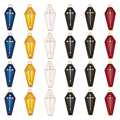 48Pcs 6 Colors Alloy Enamel Pendant ENAM-GA0001-03-1