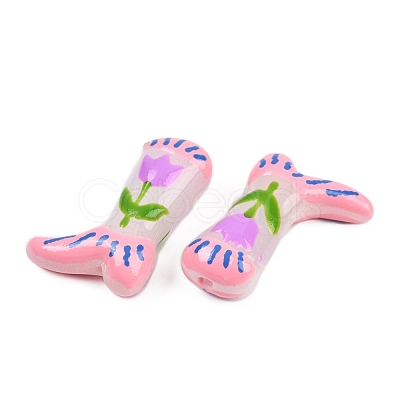 Boot Baking Paint Glass Enamel Beads LAMP-C020-02F-1
