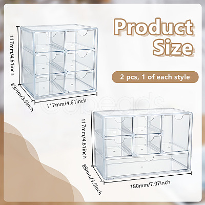 2Pcs 2 Styles Desktop Plastic Storage Box ODIS-GO0001-27-1