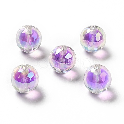 Two Tone UV Plating Rainbow Iridescent Acrylic Beads LS-TACR-D010-03B-07-1