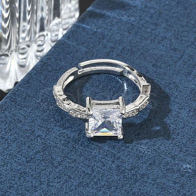 Brass & Clear Cubic Zirconia Finger Rings CU-CBA7E55-09P-1