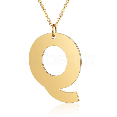 201 Stainless Steel Initial Pendants Necklaces NJEW-S069-JN006-Q-1