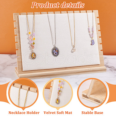 Detachable Bamboo Slant Back Necklace Display Stands NDIS-WH0001-17-1