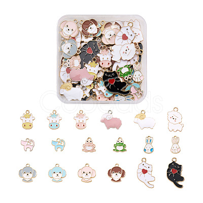 72Pcs 18 Style Alloy Enamel Pendants ENAM-CW0001-10-1