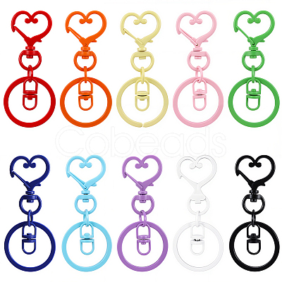 20Pcs 10 Colors Iron Keychain Clasps FIND-SC0017-35-1