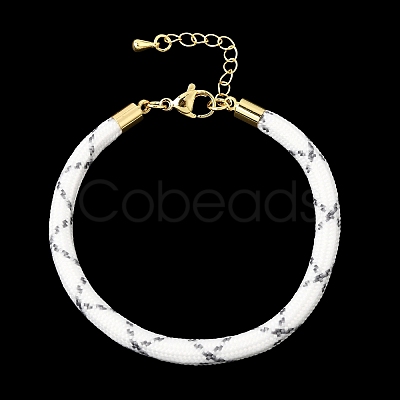 Braided Round Polyester Cord Bracelet Makings FB-CBAEDA0-01G-25-1