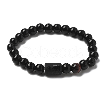 12 Constellations Protetion Tiger Eye & Black Obsidian Round Beads Stretch Bracelets for Men Women WG083ED-05-1