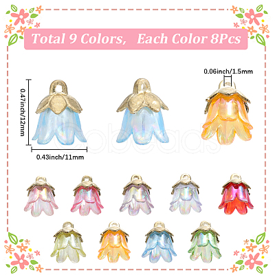72Pcs 9 Colors Acrylic Pendants OACR-SC0002-38B-1