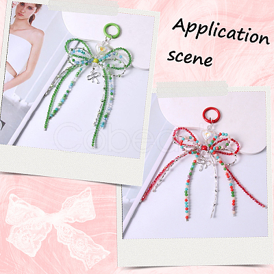 2Pcs 2 Styles Alloy with Glass Seed Bead Pendant Decorations KEYC-SP0001-21C-1