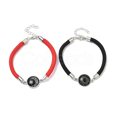 2Pcs Alloy and Polyester Link Bracelets BJEW-C147-01-1