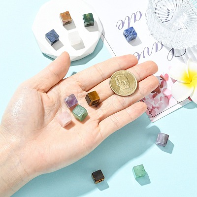 12Pcs 6 Styles Natural Indian Agate & Rose Quartz & Tiger Eye & Amethyst & Green Aventurine & Sodalite European Beads G-CJ0001-84-1