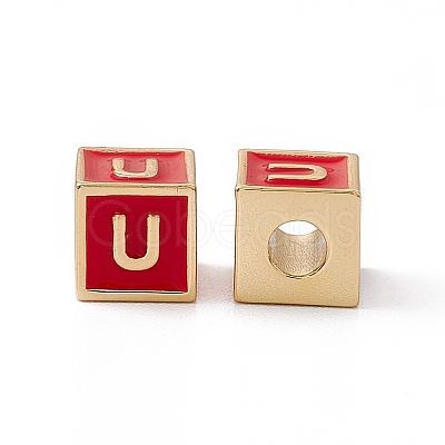 Rack Plating Brass Enamel Beads KK-B060-04G-03U-1
