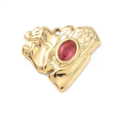 Valentine's Day 304 Stainless Steel Micro Pave Red Cubic Zirconia Pendants STAS-F360-08G-1