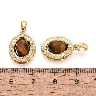 Natural Tiger Eye Pendants KK-N287-22G-1
