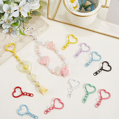 48Pcs 8 Colors Spray Painted Zinc Alloy Spring Gate Rings FIND-SP0004-03-1