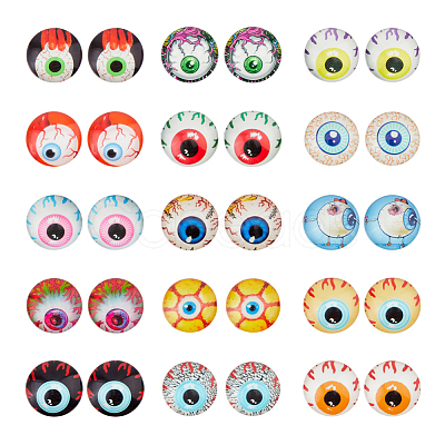30Pcs Halloween Glass Cabochons GLAA-FH0001-81-1