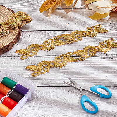 3.8M Ethnic Style Iron on/Sew on Embroidery Flower Polyester Lace Trim Ribbon OCOR-WH0070-121B-1