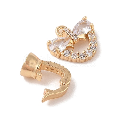 Golden Brass Micro Pave Cubic Zirconia Fold Over Clasps KK-B100-037G-1