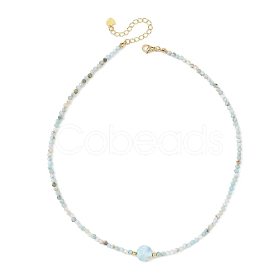 Natural Larimar Beaded Necklaces NJEW-JN06655-1