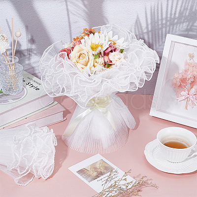 16 Yards 2 Colors Organza Flower Bouquet Wrapping Mesh Paper DIY-UN0007-72-1