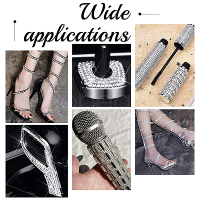 4 Rolls 4 Style Glass Self Adhesive Hotfix Rhinestone Ribbon Trimming DIY-PH0013-85-1
