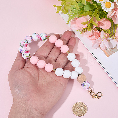 1Pc Silicone & Wood Pendant Decorations HJEW-BM0001-61E-1