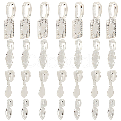 24Pcs 4 Style Rack Plating Brass Glue-on Flat Pad Bails KK-SC0004-50-1