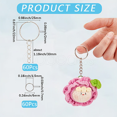 60Pcs Iron Split Key Rings DIY-SP0004-17P-1