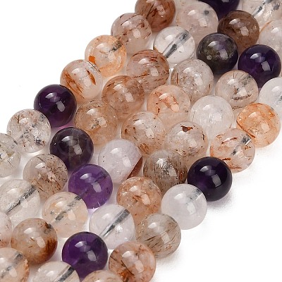 Natural Black Gold Rutilated Quartz Beads Strands GG-CBAC678-A02-8mm-1