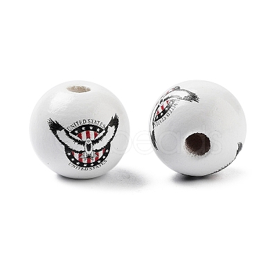 Independence Day Theme Wood European Beads WOOD-M011-07F-1
