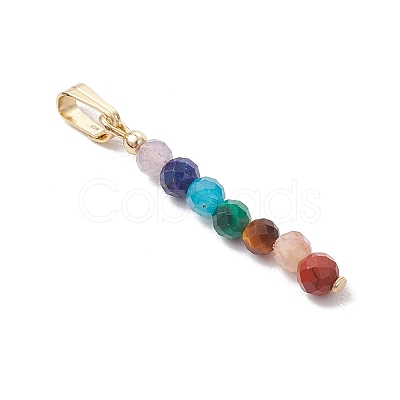 Chakra Natural Amethyst & Tiger Eye & Red Jasper & Lapis Lazuli & Apatite & Malachite & Sunstone Faceted Round Beaded Pendants PALLOY-JF03559-01-1