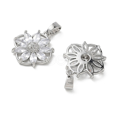 Brass Micro Pave Clear Cubic Zirconia Pendants KK-A299-15P-1