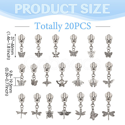 20Pcs Alloy Replacement Zipper Sliders HJEW-TAC0121-1