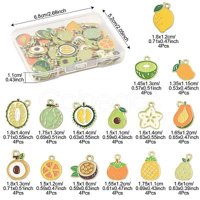 60Pcs 15 Styles Fruit Alloy Enamel Charms ENAM-FS0003-54-1